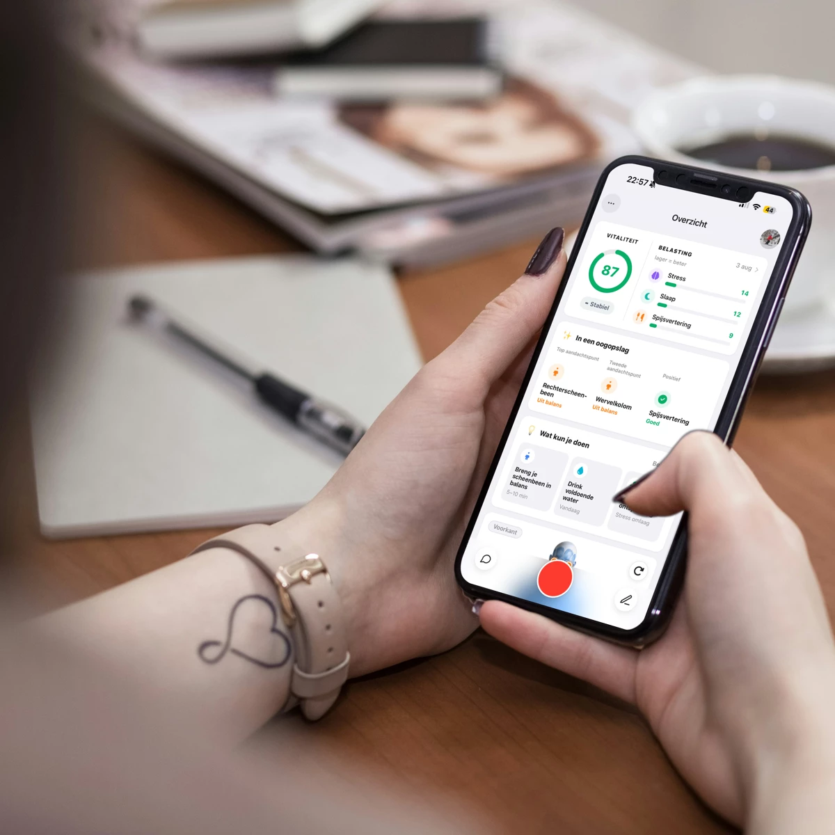 De Healfie Voice-app met vitaliteitsscore en aandachtspunten